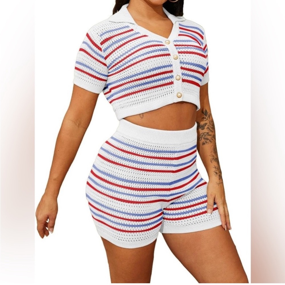 Striped Knit Two-Piece Set